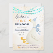 One silly goose 1st birthday blue cool cute boy einladung (Vorderseite)