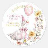One Silly Goose 1st Birthday Favor Sticker (Vorderseite)