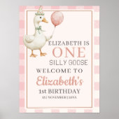 One Silly Goose 1st Birthday Girl Party Poster (Vorne)