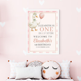 One Silly Goose 1st Birthday Girl Party Poster