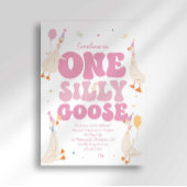 One Silly Goose 1st Birthday Invitation Girl Pink Einladung