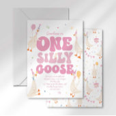 One Silly Goose 1st Birthday Invitation Girl Pink Einladung