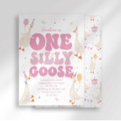 One Silly Goose 1st Birthday Invitation Girl Pink Einladung
