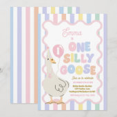 One Silly Goose 1st Birthday Party Spring Birthday Einladung (Vorne/Hinten)