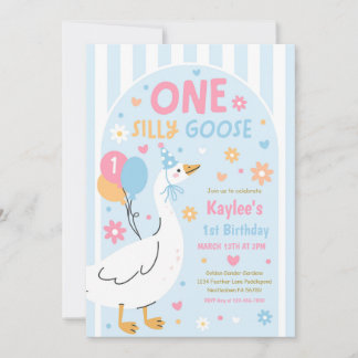 One Silly Goose 1st Birthday Party Spring Birthday Einladung