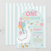 One Silly Goose 1st Birthday Party Spring Birthday Einladung (Vorne/Hinten)