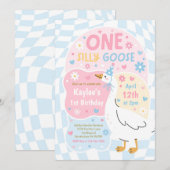 One Silly Goose 1st Birthday Party Spring Birthday Einladung (Vorne/Hinten)