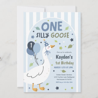 One Silly Goose 1st Birthday Party Spring Birthday Einladung