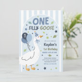 One Silly Goose 1st Birthday Party Spring Birthday Einladung (Stehend Vorderseite)
