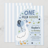 One Silly Goose 1st Birthday Party Spring Birthday Einladung (Vorne/Hinten)