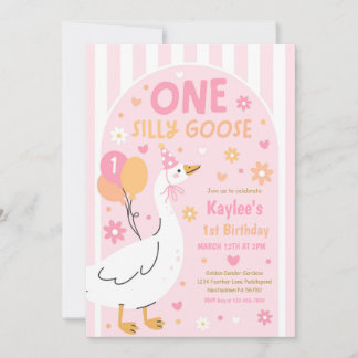 One Silly Goose 1st Birthday Party Spring Birthday Einladung