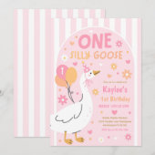 One Silly Goose 1st Birthday Party Spring Birthday Einladung (Vorne/Hinten)