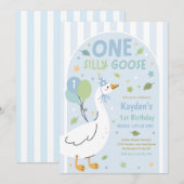One Silly Goose 1st Birthday Party Spring Birthday Einladung (Vorne/Hinten)