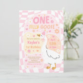 One Silly Goose 1st Birthday Party Spring Birthday Einladung (Stehend Vorderseite)