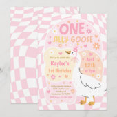 One Silly Goose 1st Birthday Party Spring Birthday Einladung (Vorne/Hinten)