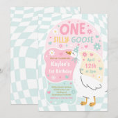 One Silly Goose 1st Birthday Party Spring Birthday Einladung (Vorne/Hinten)