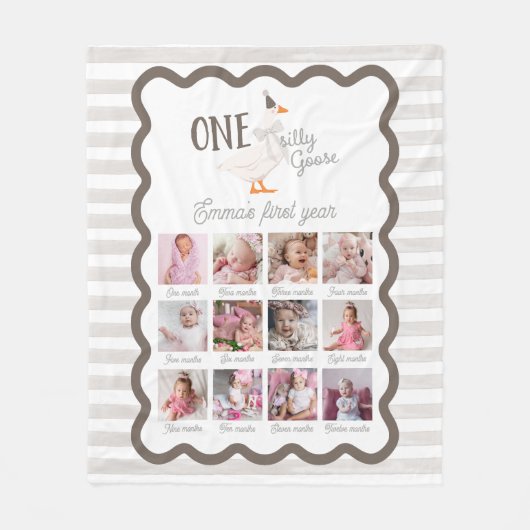 One Silly Goose 1st Birthday Photo Sign Fleecedecke (Vorderseite)