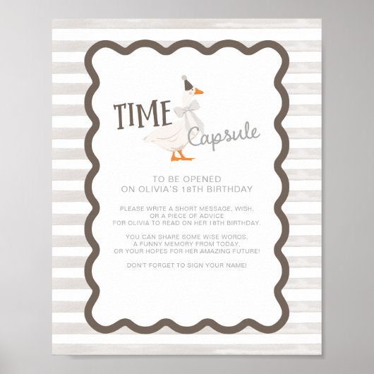 One Silly Goose 1st Birthday Time Capsule Sign Poster (Vorne)