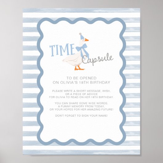 One Silly Goose 1st Birthday Time Capsule Sign Poster (Vorne)