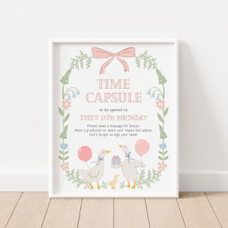 One Silly Goose 1st Birthday Time Capsule Sign Poster