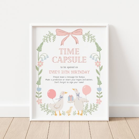 One Silly Goose 1st Birthday Time Capsule Sign Poster