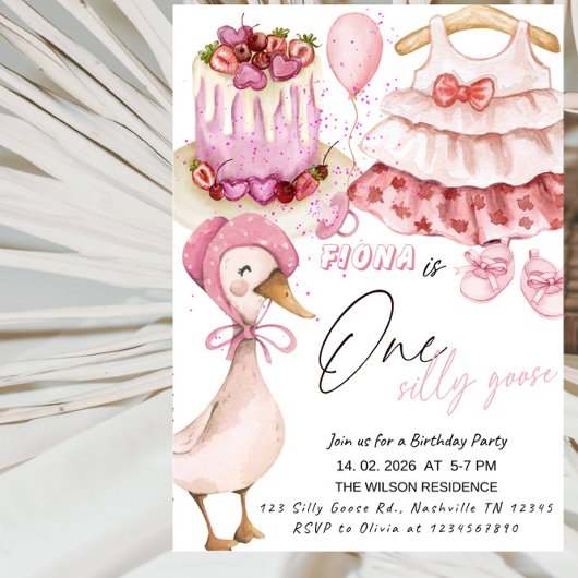 One Silly Goose 1st Birthday- Valentine Baby Girl  Einladung