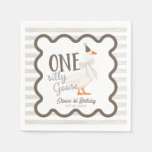 One Silly Goose Beige Bow 1st Birthday Serviette (Vorderseite)