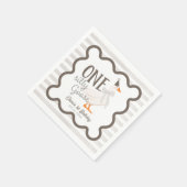 One Silly Goose Beige Bow 1st Birthday Serviette (Ecke)