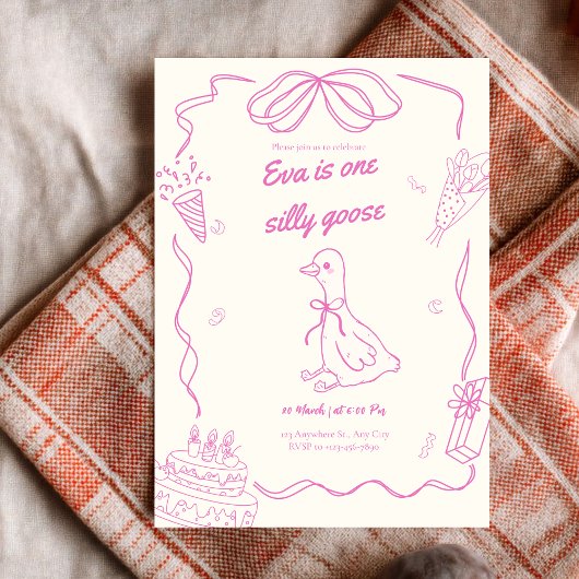 One Silly Goose Birthday Girl Invitation Einladung