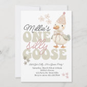 One Silly Goose Birthday Invitation – Boho Goose  Einladung (Vorderseite)