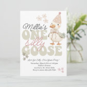 One Silly Goose Birthday Invitation – Boho Goose  Einladung (Stehend Vorderseite)