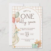 One Silly Goose Birthday Invite Gender Neutral  Einladung (Vorderseite)