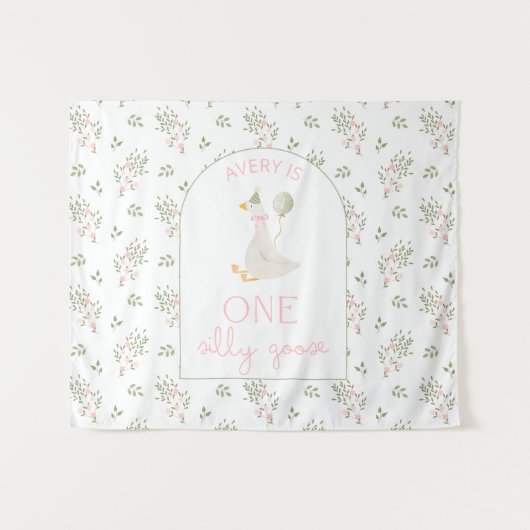 One Silly Goose Birthday Personalized Banner 1st  Wandteppich (Vorderseite (Horizontal))