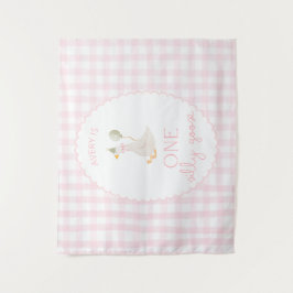 One Silly Goose Birthday Personalized Banner 1st Wandteppich