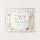 One Silly Goose Birthday Personalized Banner Wandteppich (Vorderseite (Horizontal))