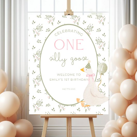 One Silly Goose Birthday Welcome Sign Poster