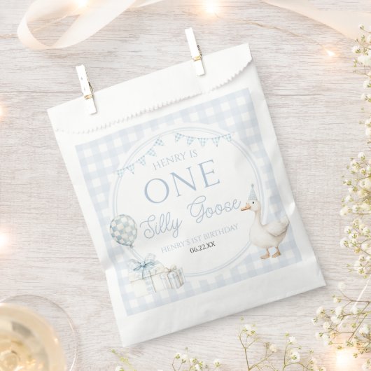 ONE Silly Goose Blue 1st Birthday Party Geschenktütchen (Ausgeschnitten)