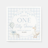 ONE Silly Goose Blue 1st Birthday Party Serviette (Vorderseite)