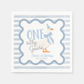 One Silly Goose Blue Bow 1st Birthday Serviette (Vorderseite)