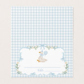One Silly Goose Blue Bow Birthday Place Cards (Außenseite Aufgefaltet)