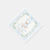 One Silly Goose Blue Bow Floral 1st Birthday Serviette (Ecke)