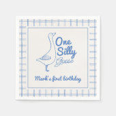 One Silly Goose Blue Drawn 1st Boy Birthday  Serviette (Vorderseite)