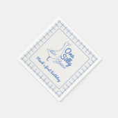 One Silly Goose Blue Drawn 1st Boy Birthday Serviette (Ecke)