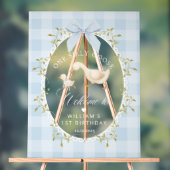 One Silly Goose Blue Gingham Birthday Welcome Acrylschild (Neutral)