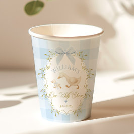 One Silly Goose Blue Gingham Boy 1st Birthday Pappbecher