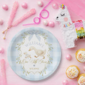 One Silly Goose Blue Gingham Boy 1st Birthday Pappteller (Party)