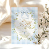 One Silly Goose Blue Gingham Photo 1st Birthday Einladung