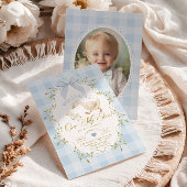 One Silly Goose Blue Gingham Photo 1st Birthday Einladung