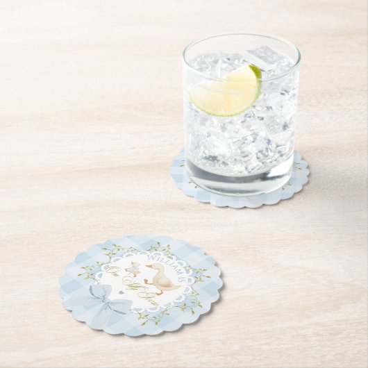 One Silly Goose Blue Goingham Whimsical Birthday Untersetzer (Vor Ort)