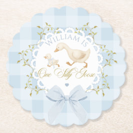 One Silly Goose Blue Goingham Whimsical Birthday Untersetzer